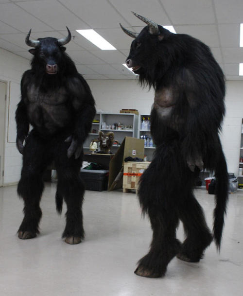 hoofedfursuits: Some hoofed movie monster suits. Couple of the minotaurs from the movie The Lion, The Witch and The Wardrobe (2005). Minotaur from the comedy Your Highness (2011) and finally from Anchorman 2 (2013), all images from the blog Monsters &