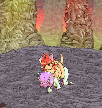 Cute oppai hentai ecchi futanari succubus raping a busty plant girl with big tits in the sex game Hentai Eater.