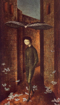 artist-varo:  Boy And Butterfly, Remedios Varohttps://www.wikiart.org/en/remedios-varo/boy-and-butterfly