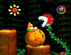 n64thstreet: Pestering a Piranha Plant in Yoshi’s Story, by