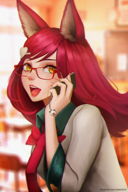 league-of-legends-sexy-girls:  Academy Ahri with red glasses