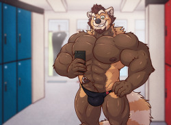 chocofoxcolin: Locker Room Selfie.  commission for   crumble