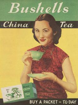 mid-centurylove:  ‘China flavored tea’, 1950 