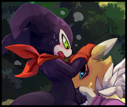 blitzdrachin:  Cropped: M Impmon x F Renamon x M GuilmonColored