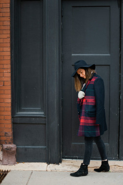 gap:  Give your look a festive twist with this Gap plaid coat