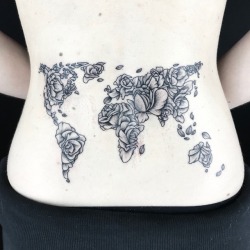 tattoos-org:  World Map Tattoo  Ruby Gore @therubygore | Philadelphia,