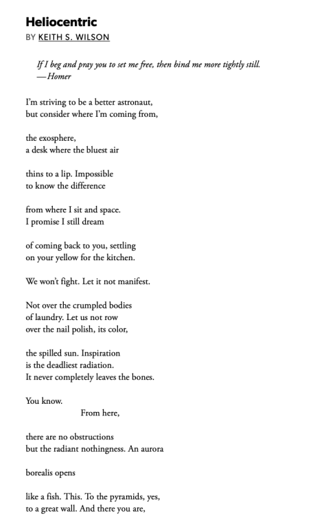 kafk-a:Keith S. Wilson’s poem “Heliocentric” is ostensibly