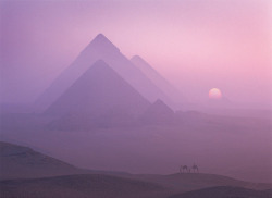 grandegyptianmuseum:   Sunrise over the Pyramids, Giza  Photo: