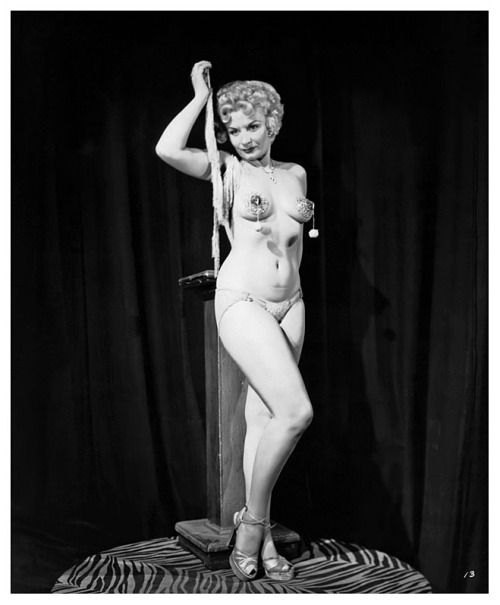 Virginia Valentine A popular West Coast tassel-twirler that appears here in a publicity still promoting the 1953 burlesque film: “PEEK A BOO”; a documentary-style recording of a complete Burlesk show at Los Angeles’ ‘FOLLIES Theatr