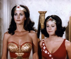 atomic-chronoscaph:Lynda Carter as Wonder Woman and Debra Winger