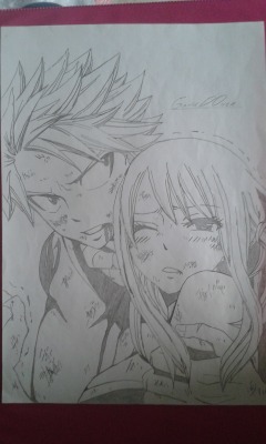 gamedover:  Desenho do Natsu e da Lucy que eu fiz em Homenagem