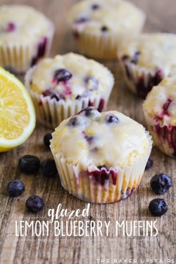 recipeseveryday:    Glazed Lemon Blueberry Muffins  