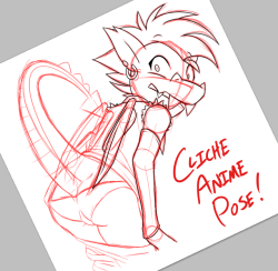 closetfizzle:  (Mod: Woot! Cliche anime poses! Currently inking