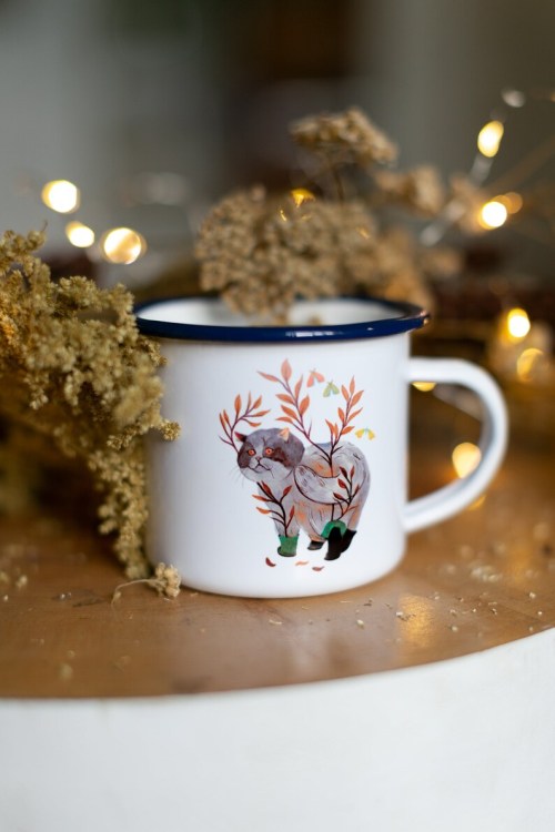 figdays:    Enamel mug Cat //  DzoLama  