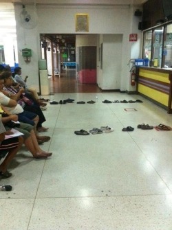 m:  Queueing when everyone is too lazy to stand up. 