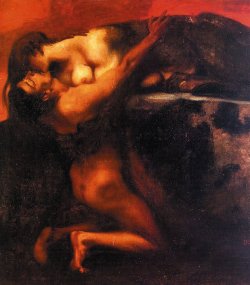 blackpaint20:  The Kiss of the Sphinx(1895) - Franz Von Stuck