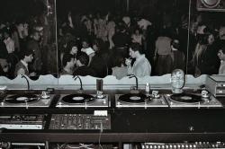 vinylespassion:  Four turntables in the DJ booth at 4D Nightclub