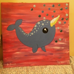 daddyandhislittledeer:  I painted this cute lil narwhal for my