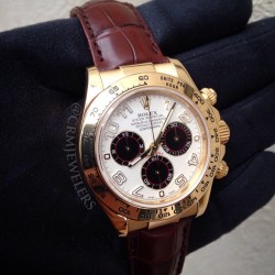 crmjewelers:  Rolex Daytona Yellow gold on Alligator strap with