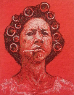 oosik:  Landlady by j.chris johnson oil pastels on canvas Kung