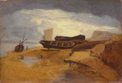 thusreluctant:  Seashore with Boats by John Sell Cotman 