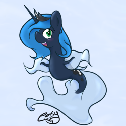 askseaponyluna:  Fanart and gift for the one in the fish bowl.http://easyfox7.deviantart.com/art/Seapony-luna-495846201