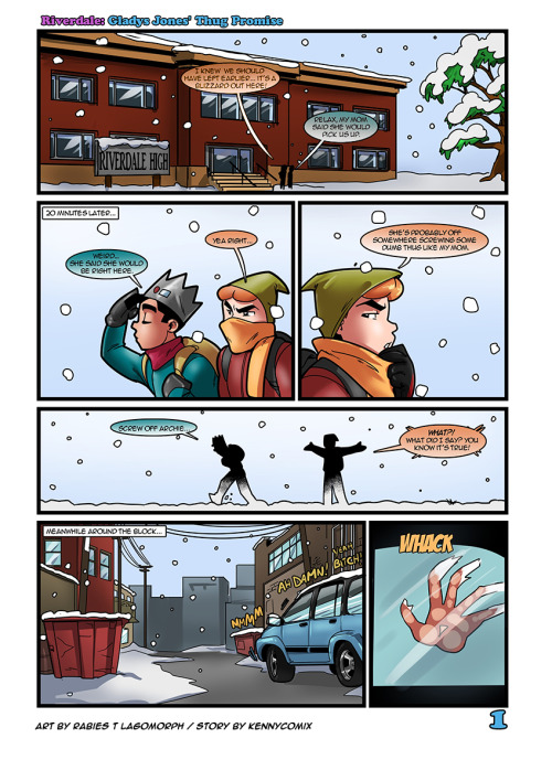 Gladys Jones’ Thug Promise - Short-comic (Page 1)Art: Rabies T Lagomorph / Story: KennycomixA new short 3 page comic featuring Gladys Jones’ (AKA Jughead’s mom). Next two pages will feature some exciting action ;) Make sure you go check