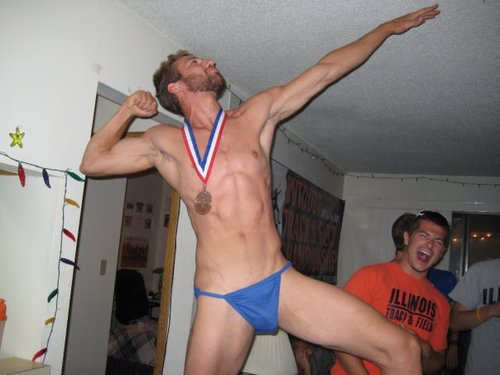 guyswithcellphones:  takealookatmydick:  A Pole Vaulter with his own pole attached.  ^Wow! That is a mighty long pole! - GWCP 