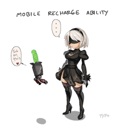 requiemdusk:2B learns about recharging her batteries.  Devious