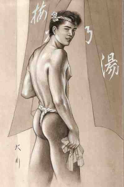 Japanese gay art illustrations by Tatsuji Okawa from Barazoku magazine (photoset 1)