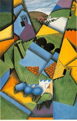 artist-gris: Landscape with house at Ceret, 1913, Juan Gris Medium: