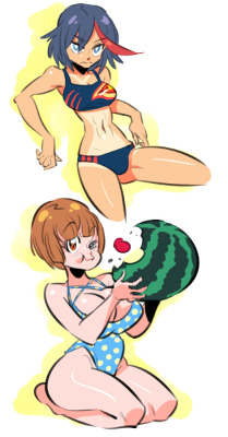 slbtumblng:  rafchu:  Kill la Kill summer girls!  @feathers-ruffled