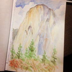 Watercolor sketch from Yosemite: El Capitan
