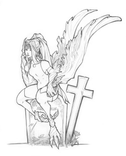 avialace:  Line art of the Harpy Queen I never colored.  Anyone