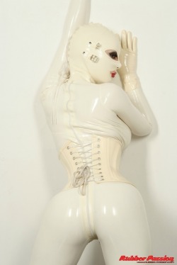 fetishchix:The hooded goddess in white… The stunning Latex