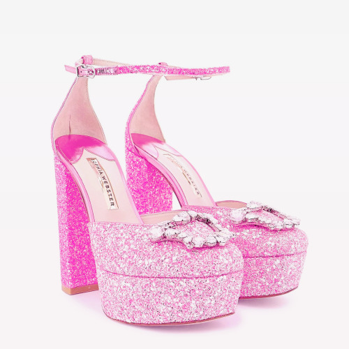 belleophelia:  Sophia Webster ‘Margaux’ Pink Glitter Pumps