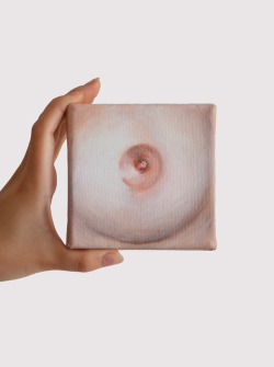 happy2bsad:  Tit, 2014, Acrylic on Canvas, 4” x 4” 
