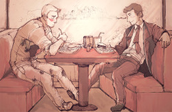 thimblings:  some losers on their first date (pilot!AU dean/cas