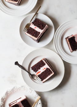 fullcravings:  Chocolate Dipped Strawberry Cake   Like this blog?