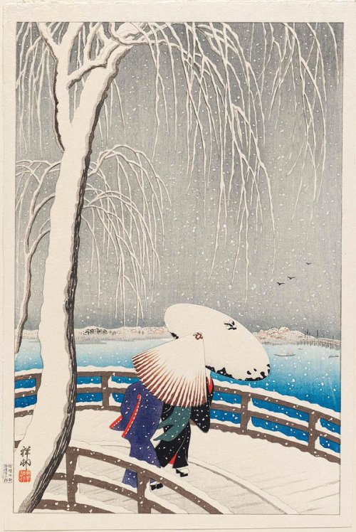 japaneseaesthetics:  Snow at Yanagibashi" (1927), Ohara