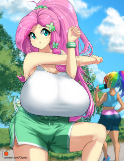 cgsio-nsfw: Fluttershy works out (with RD).  NSFW version will