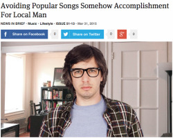 theonion:  Avoiding Popular Songs Somehow Accomplishment For