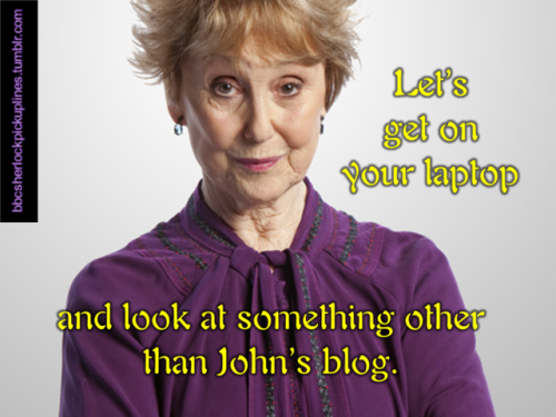 The best of Mrs. Hudson pick-up lines, based on number of notes.