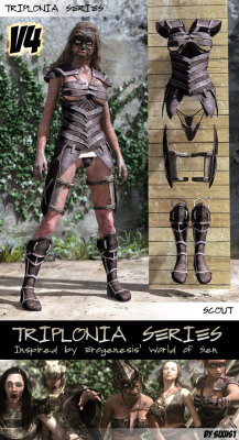 In this Triplonia extravaganza Scout is also available for Victoria 4! Of course! We would never leave you’re V4′s hanging!  Like her sister, Primal Warrior,  Scout is dedicated to the protection and well being of her people. Her  function is to be