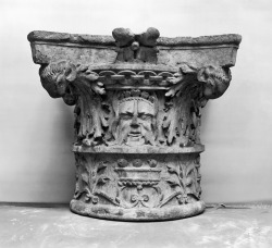 hismarmorealcalm:  Capital with Four Masks and Acanthus Leaves