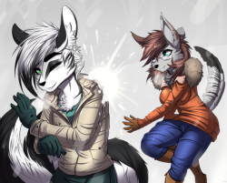 Maxx and Jess on snowy day.Patreon connission work for   Lunar