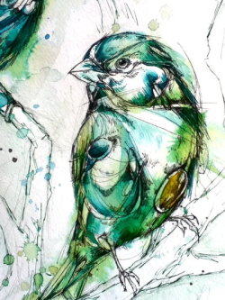 thelookingglassgallery:  “Bright Green Fellow” by Abby Diamond