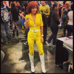 April O'Neil reporting live from the @Skittykitts booth! #comikaze
