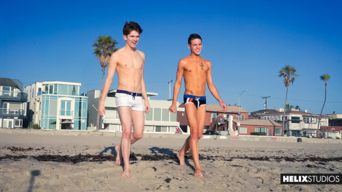 Making Waves…….. Dustin Gold and Jack Rayder kick off their California vacation by heading from the beach house straight down to the water for a quick dip. The ocean may be cold but it can’t stop these two hot bodies from making waves