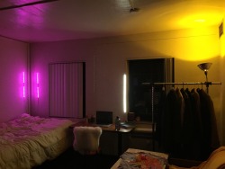 bebyblue:  Pink and yellow lights in my room 